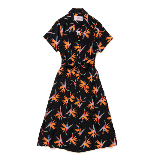 BIRDS OF PARADISE DRESS BLACK