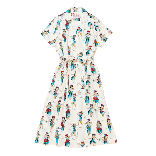 HULA GIRL DRESS NATURAL WHITE