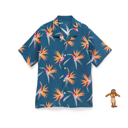 BIRDS OF PARADISE KIDS SHIRTS NAVY