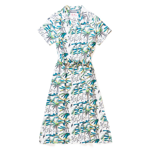 PALM TREE DRESS WHITE