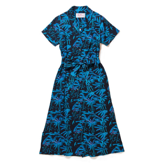 PALM TREE DRESS BLACK