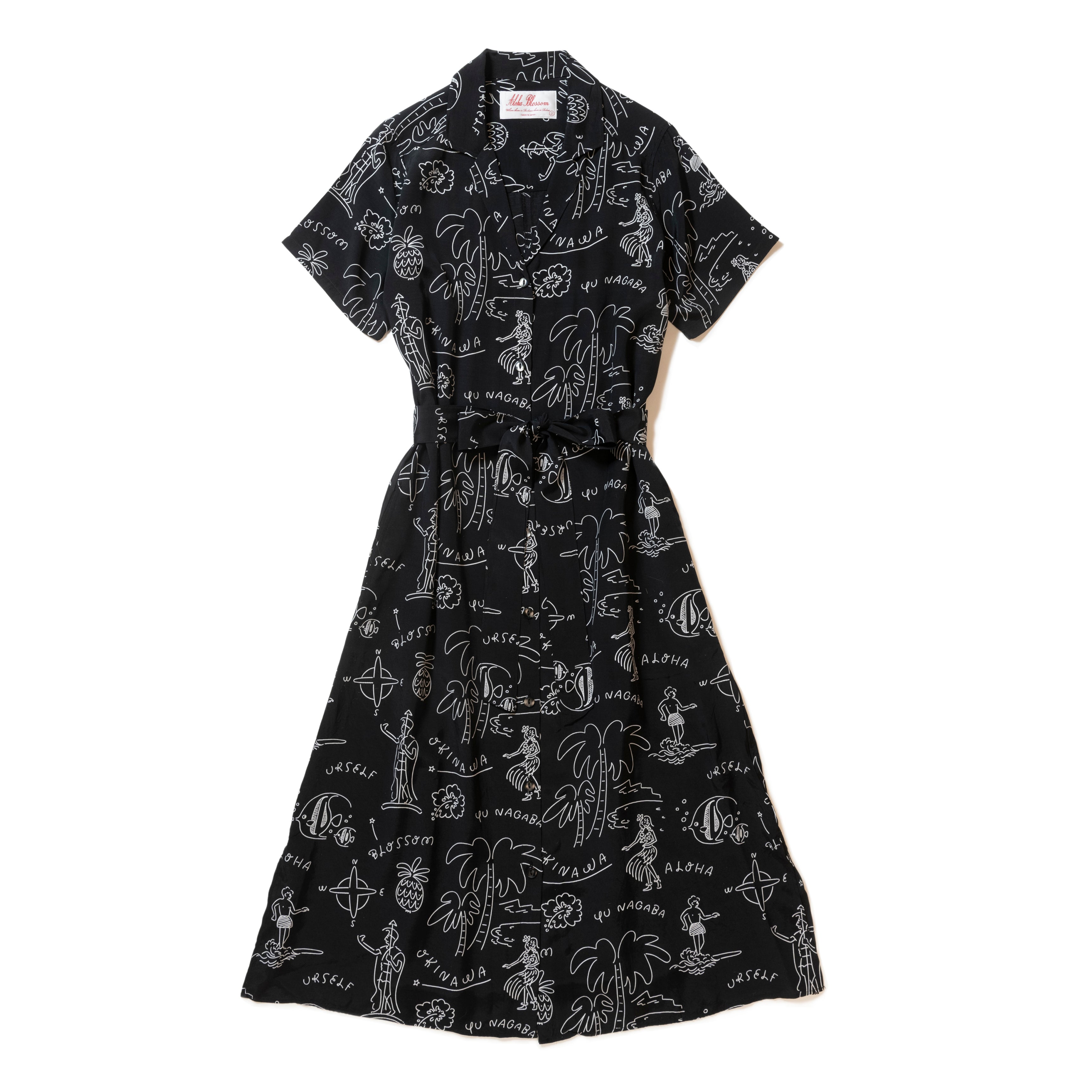 HAWAIIAN DRESS BLACK&WHITE – Alohablossom