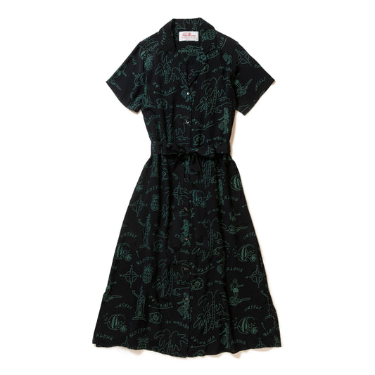 HAWAIIAN DRESS BLACK&GREEN