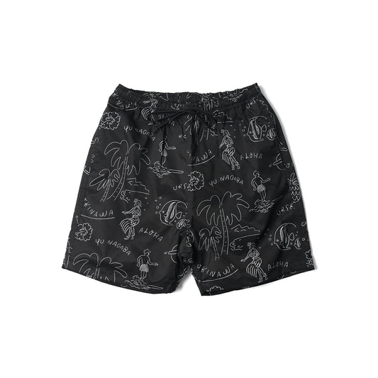 HAWAIIAN BEACH SHORTS BLACK