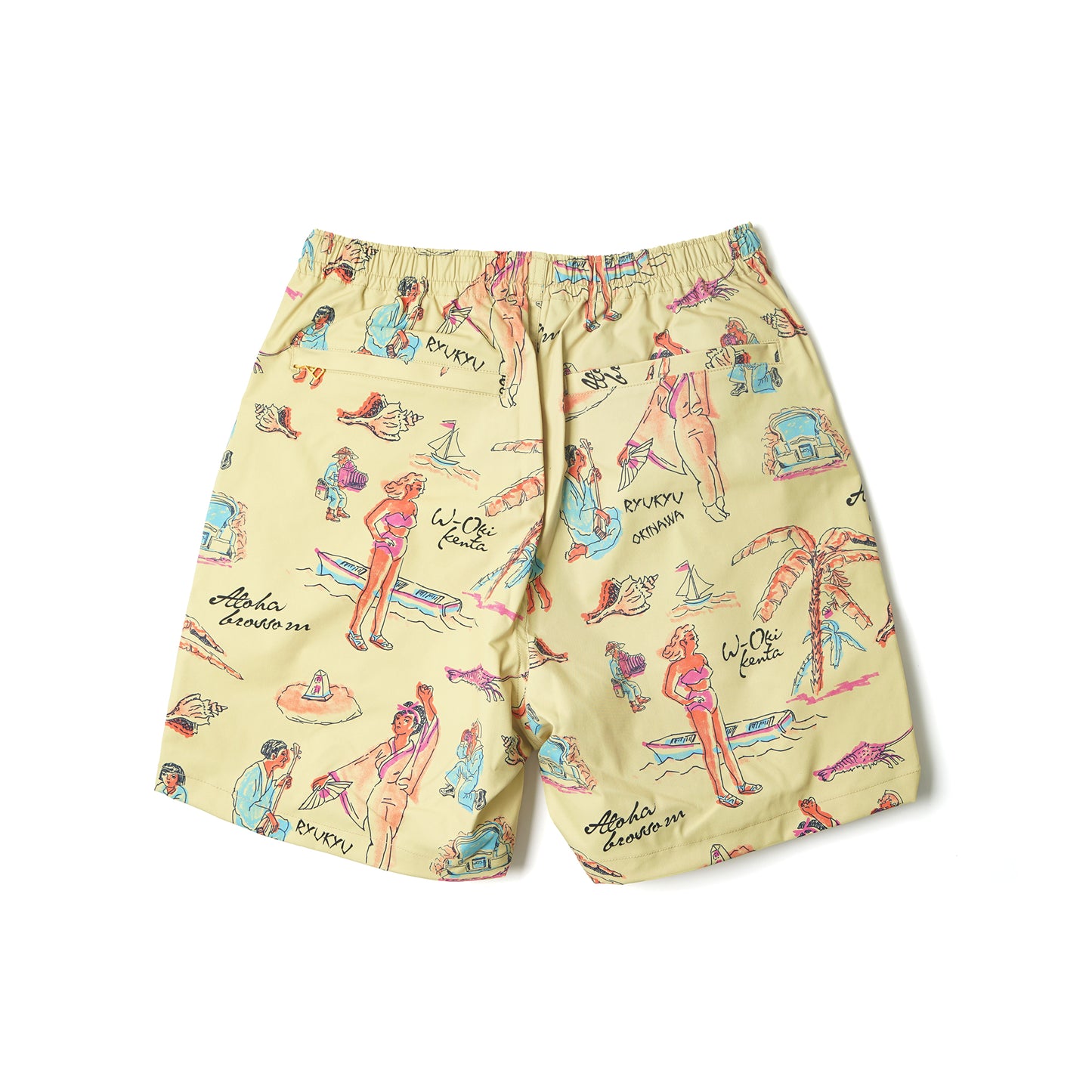RYUKYU SOUVENIR BEACH SHORTS LEMON