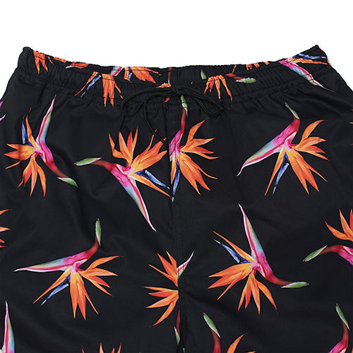 BIRDS OF PARADISE BEACH SHORTS BLACK