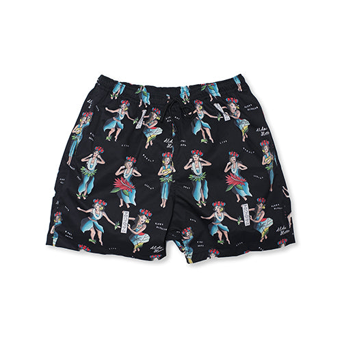 HULA GIRL BEACH SHORTS BLACK