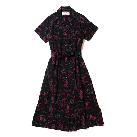 HAWAIIAN  DRESS BLACK&PINK