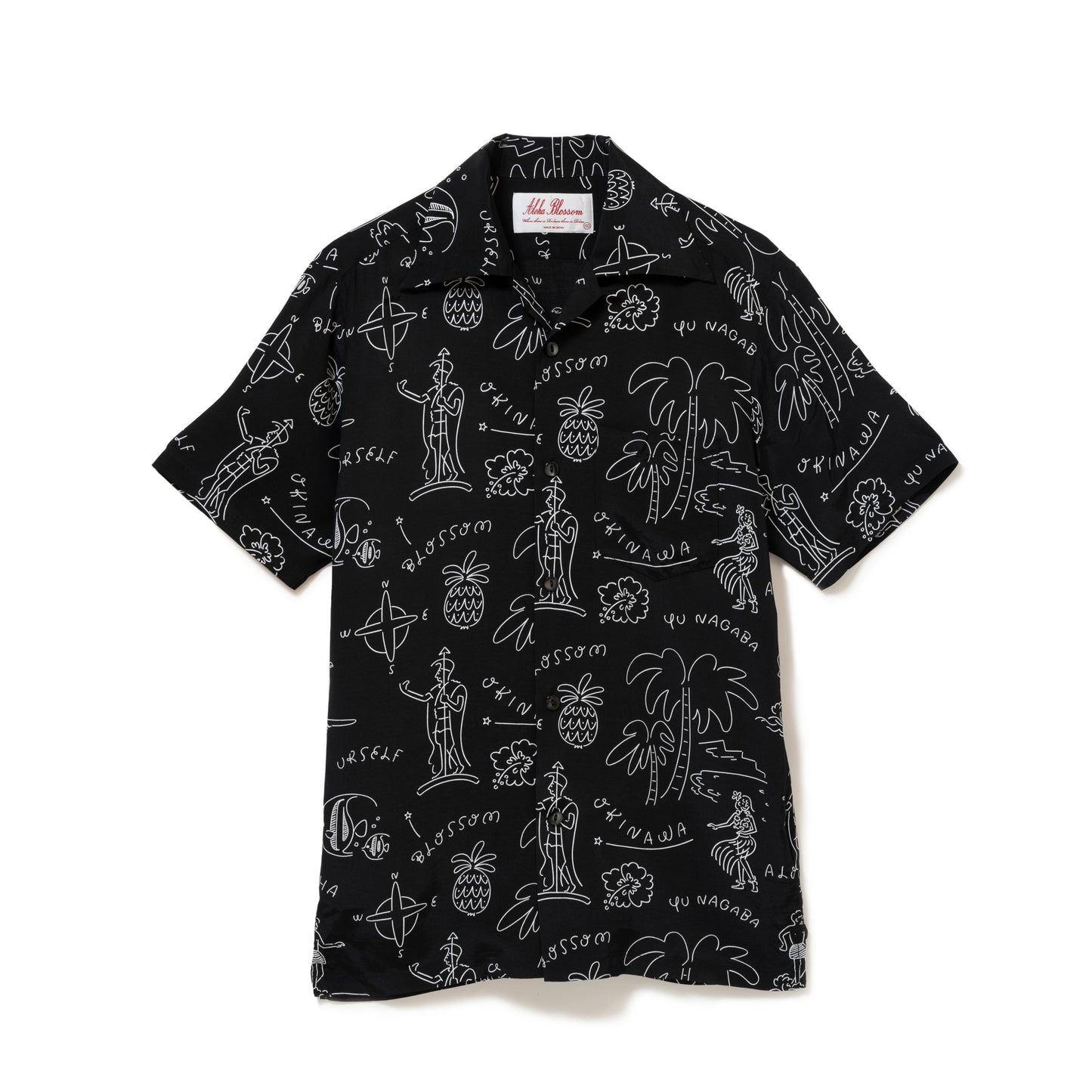 HAWAIIAN  SHORT SLEEVE BLACK&WHITE