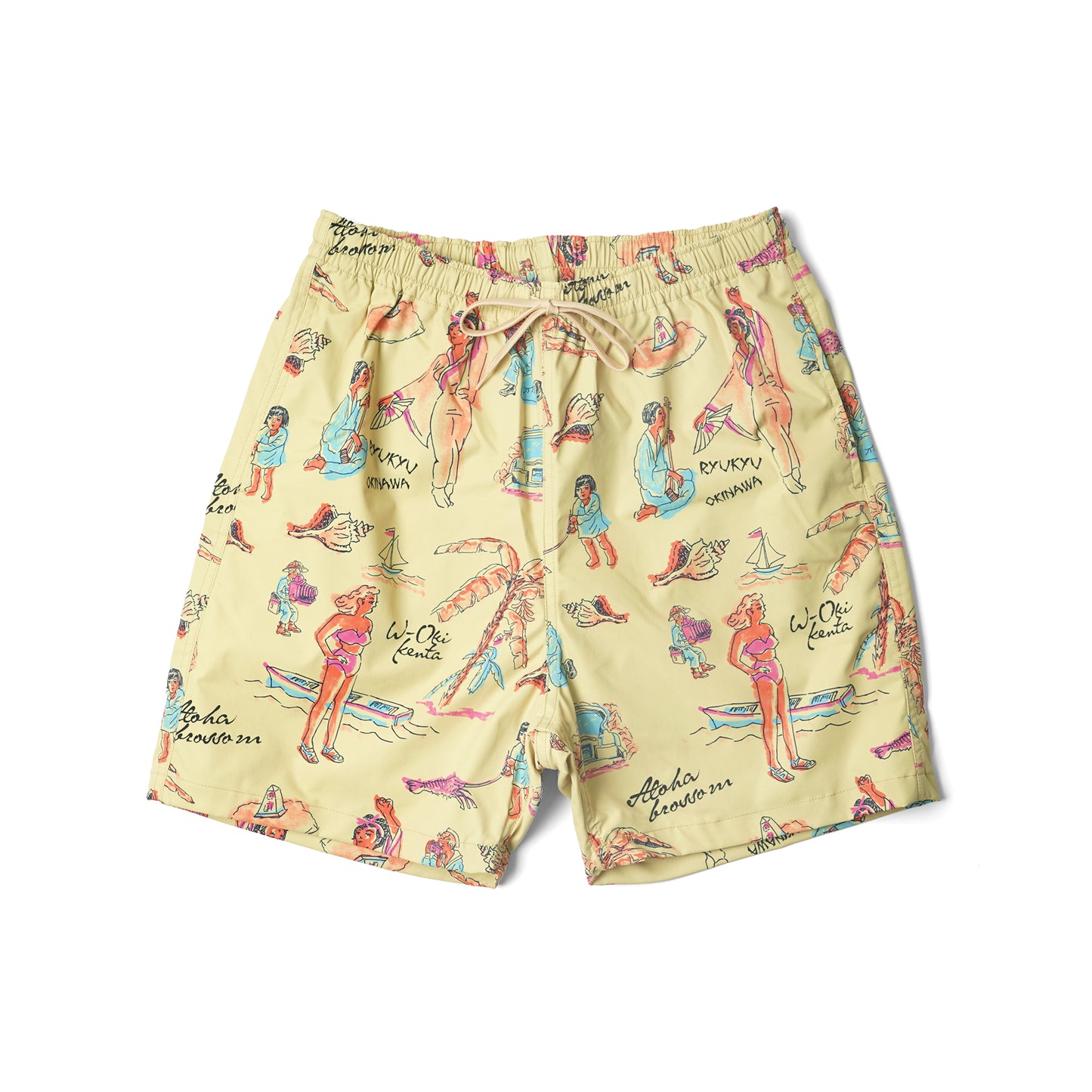 RYUKYU SOUVENIR  BEACH SHORTS LEMON